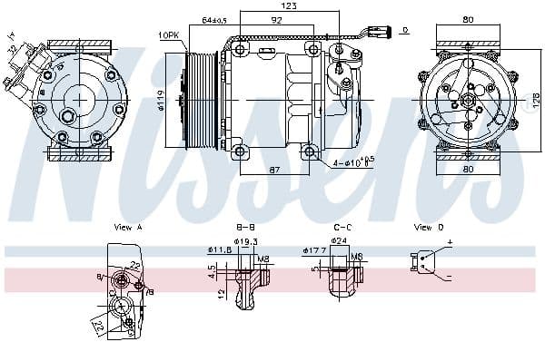 Airconditioning compressor past: SCANIA G II, L, P I, P II, R I, R II, S 03.04-