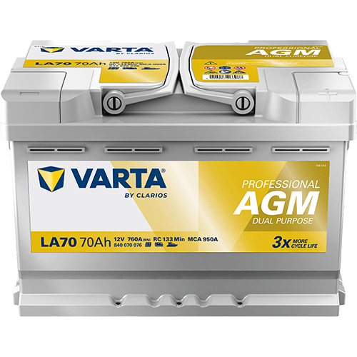 Batterij VARTA 12V 70Ah (EN) PROFESSIONAL DUAL PURPOSE AGM R+ 278x175x190mm, B13 - montageflens 10,5 mm