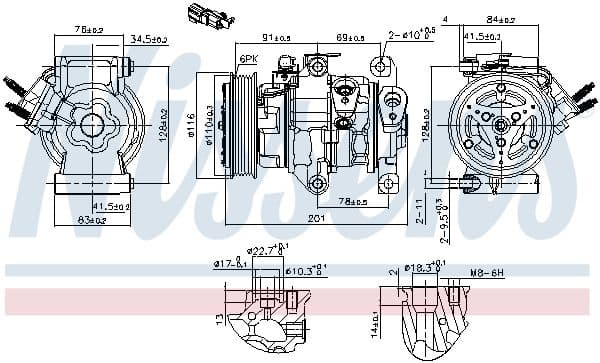 Airconditioning compressor past: FORD FIESTA, FIESTA VI, KA+ III, TOURNEO COURIER B460, TRANSIT COURIER B460 1.2-1.6D 06.08-