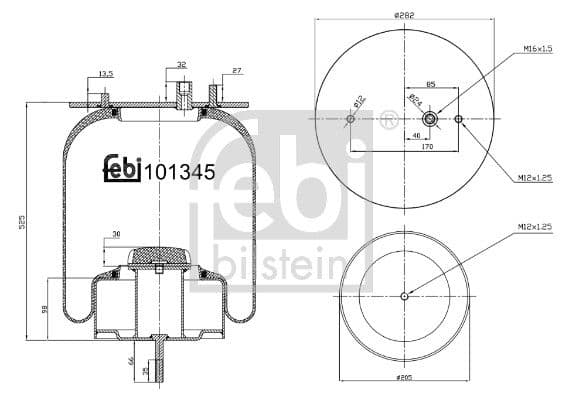 Luchtveringsbalgen Voor (diameter: 205mm) past: RVI PREMIUM, PREMIUM 2 02.96-
