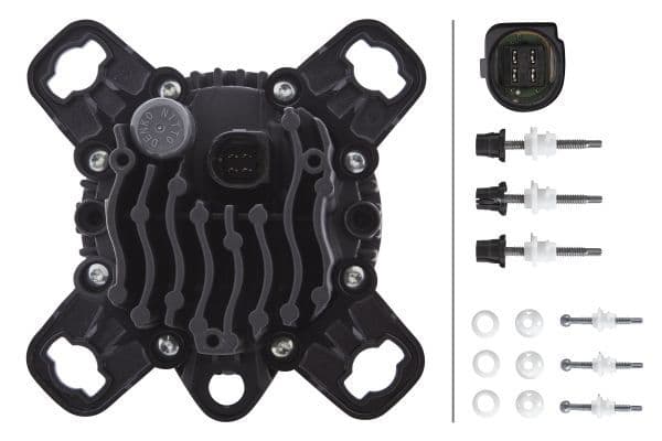 Universele koplamp Links/Rechts (rond, LED, 12/24V, breedte 126mm, hoogte 91mm, diameter 90mm, diepte: 91mm, transparant, zwart, dagrijlichten, positielichten)