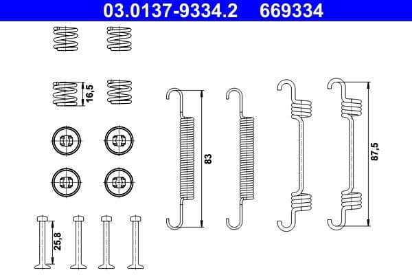 Accessory Kit, parking brake shoes