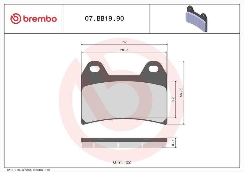 Brake pads Voor, beoogd gebruik: oe gelijkwaardig, materiaal: sinter-90, 55,5x75,1x8,7mm past: APRILIA PEGASO, RS, RST, RSV, SL  BENELLI 666, TNT, TORNADO, TREK  BMW F, G 125-1200 1995-2016
