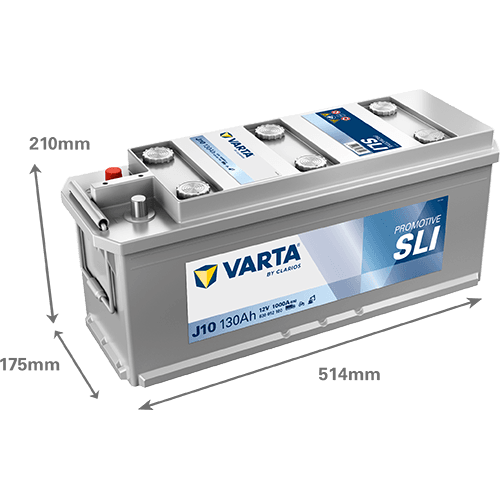 Batterij 12V 130Ah/1000A (EN) PROMOTIVE SLI (L+) 514x175x210 B03 - montageflens 10,5 mm (Beginnen)
