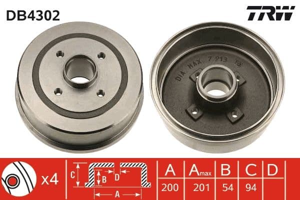 Brake drum Achter ((EN) with a wheel bearing kit) past: OPEL CORSA C, TIGRA 1.0-1.8 09.00-06.12