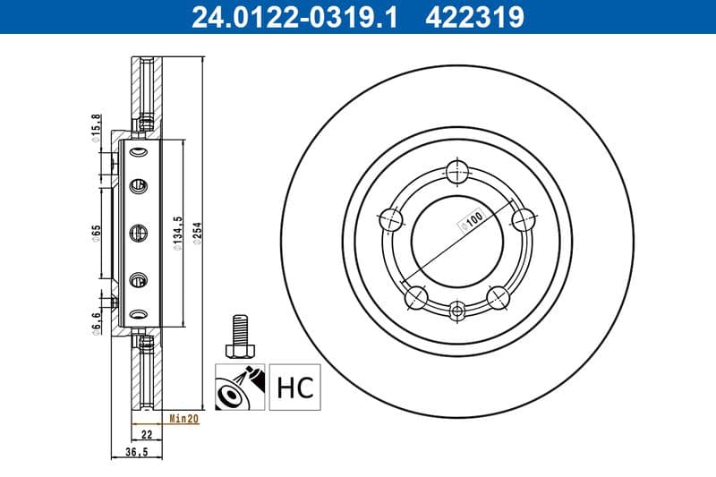 Brake disc Achter Links/Rechts past: VW POLO V 1.0-2.0 05.11-10.17