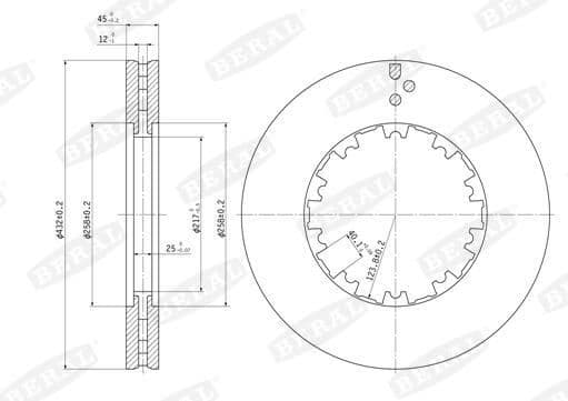 Brake disc achter/voor Links/Rechts (432mmx45mm, geen montagekit) past: DAF 65 CF, 75 CF, 85 CF, 95 XF, CF, CF 65, CF 75, CF 85, LF, LF 55, SB, XF 105, XF 106, XF 95 01.74-