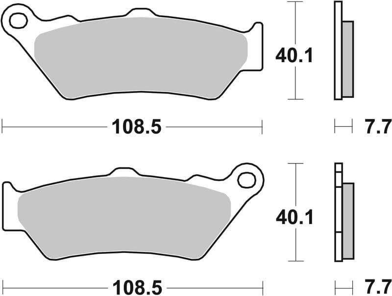 Brake pads Achter, beoogd gebruik: route, materiaal: sinter-SP, 40,1x108,5x7,7mm past: APRILIA ETV, MOTO, PEGASO, RS  BMW C1, F, G, R  DUCATI GT, PAUL SMART, SPORT, SPORTCLASSIC 125-1250 1976-2022
