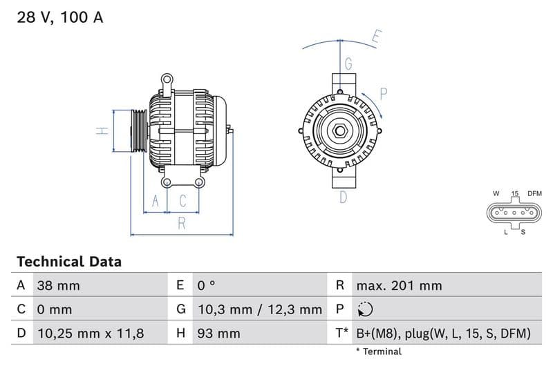 Dynamo (28V, 100A, gereviseerd) past: MERCEDES ACTROS MP4 / MP5, ANTOS, AROCS 471.943-OM473.915 07.11-