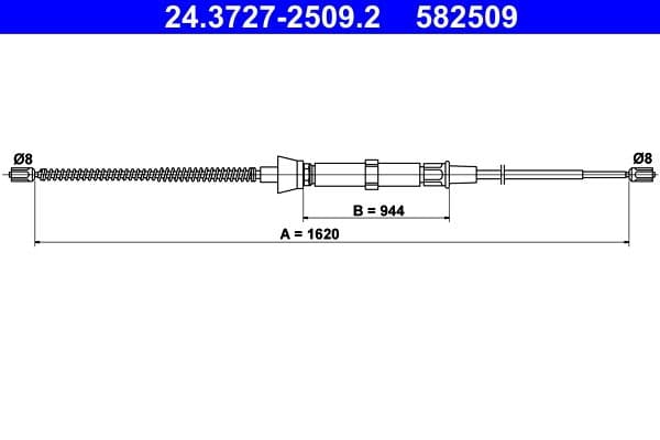 Handremkabel Achter Links/Rechts (1620mm) past: SKODA OCTAVIA I 1.4/1.6/1.9D 09.96-12.10