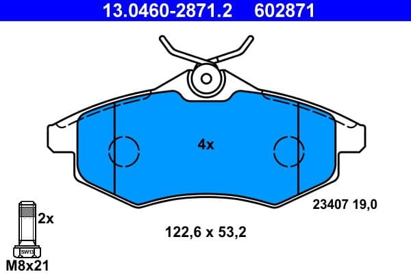 Remblokken set Voor (met remklauw geleidingsbouten), past: CITROEN C2, C2 ENTERPRISE, C3 I 1.1-1.4LPG 02.02-09.12