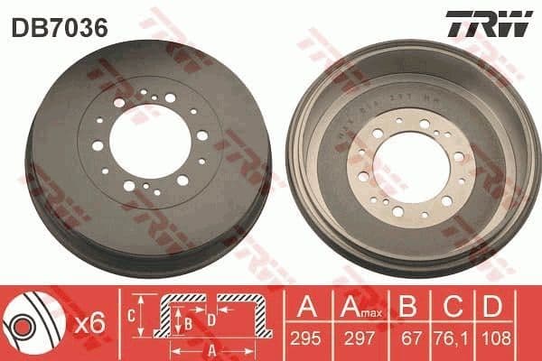 Brake drum Achter past: TOYOTA FORTUNER, HILUX VI, HILUX VII, HILUX VIII 2.4D-4.0 11.01-
