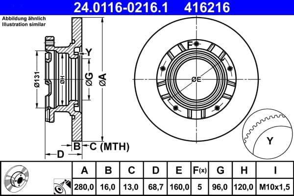 Brake disc Achter Links/Rechts past: FORD TRANSIT, TRANSIT TOURNEO 2.2D 04.06-08.14
