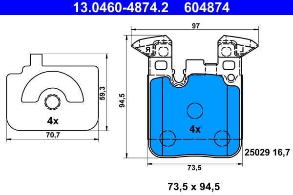 Remblokken set Achter (met een dempingskussen), past: BMW 1 (F20), 1 (F21), 2 (F22, F87), 2 (F23), 3 (F30, F80), 3 (F31), 3 (G20, G80, G28), 3 GRAN TURISMO (F34), 4 (F32, F82) 1.5-3.0H 07.11-