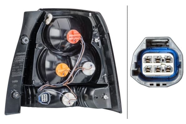 Achterlicht Links (P21W/PR21/5W, kleur van het glas red/wit, anti-fog licht, achteruitrijlicht, zwart frame) past: LAND ROVER FREELANDER 2 L359 08.10-10.14