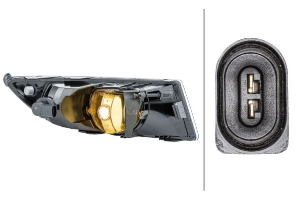 Mistlamp Voor Links (H8/P21W, met gebogen lichten) past: SKODA FABIA II, ROOMSTER 03.10-04.15