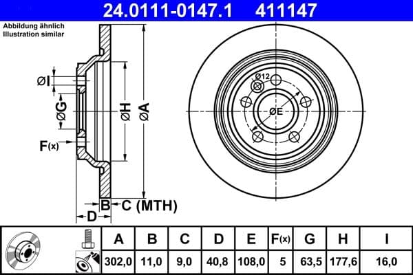 Brake disc Achter Links/Rechts past: VOLVO S60 II, S80 II, V60 I, V70 III, XC70 II  FORD FOCUS IV 1.5-4.4 03.06-