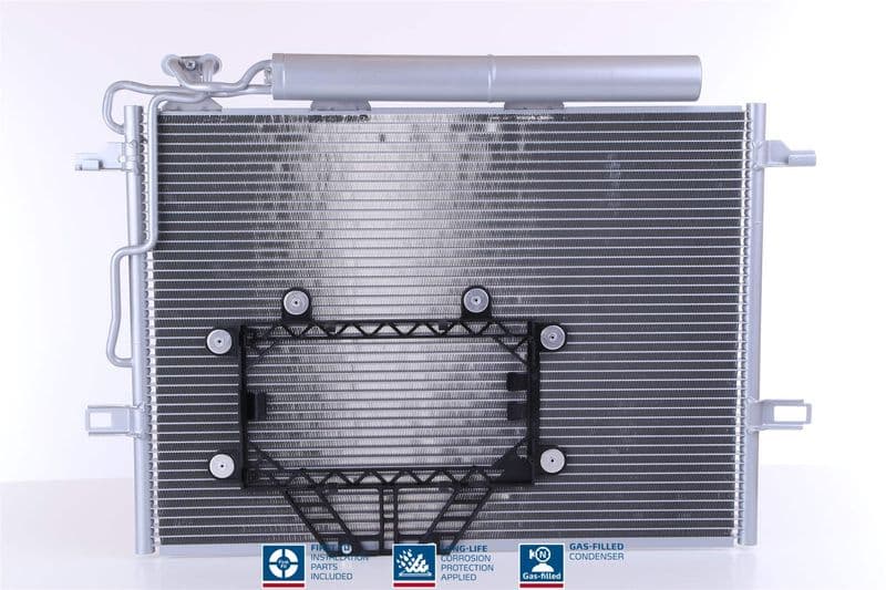 A/C condensator (met droger, (EN) additional fitting elements) past: MERCEDES CLS (C219), E T-MODEL (S211), E (VF211), E (W211) 3.0D/3.5/5.5 01.05-12.10