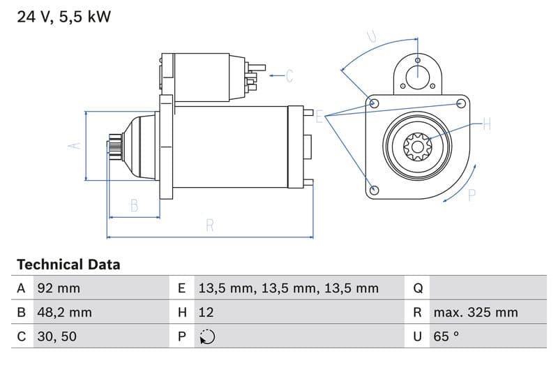 Starter (24V, 5,5kW, gereviseerd) past: SCANIA 4 BUS, G I, G II, K I, L, P I, P II, R I, R II, S, T, TOURING DC09.108-OC9.G05 08.97-
