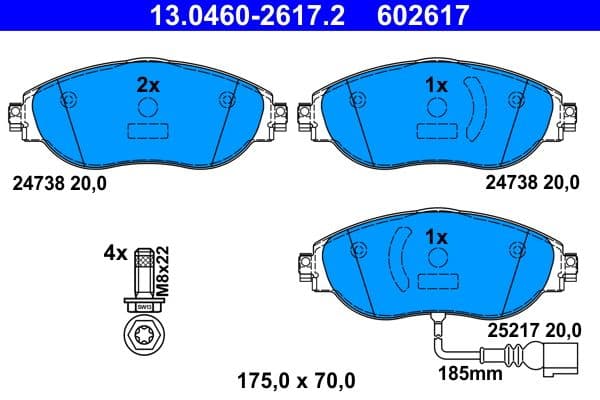 Remblokken set Voor , past: AUDI A3, A3 ALLSTREET, Q2, Q3  CUPRA ATECA, FORMENTOR, LEON, LEON SPORTSTOURER  SEAT ALHAMBRA, LEON, LEON SC, LEON SPORTSTOURER, LEON ST, TARRACO 1.0-3.6 02.08-