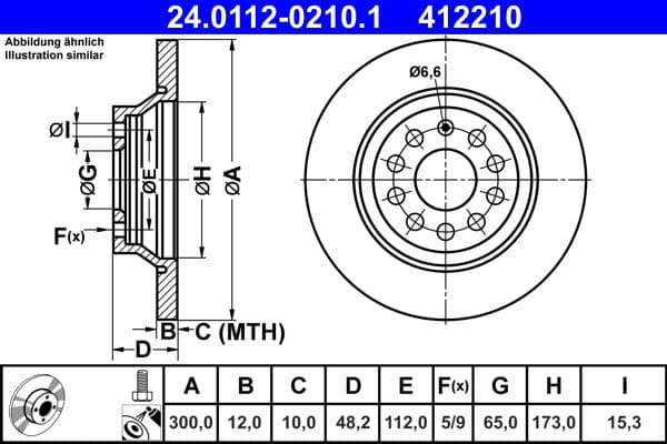 Brake disc Achter Links/Rechts past: AUDI A3, Q3, TT  FORD TOURNEO CONNECT V761 NADWOZIE WIELKO, TRANSIT CONNECT V761  SEAT ALHAMBRA, TARRACO  SKODA KODIAQ I, KODIAQ II 1.0-Electric 03.08-