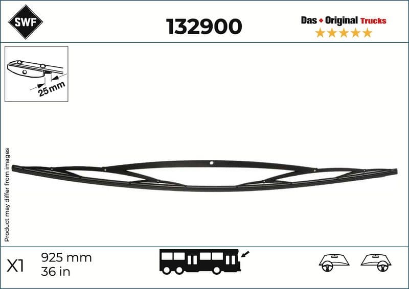 Wisserblad draaibaar Voor (1pcs) Truck 900mm past: MERCEDES O 303, O 405, TOURINO (O 510)  VOLVO 7900, 8900, B10, B5  BYD EBUS, ECOACH  KARSAN ATAK, STAR  NEOPLAN CENTROLINER  SETRA 300 01.78-
