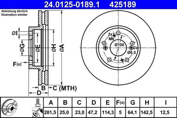 Brake disc Voor Links/Rechts past: HONDA CIVIC VIII, CR-V II, FR-V 1.7-2.2D 08.04-02.12
