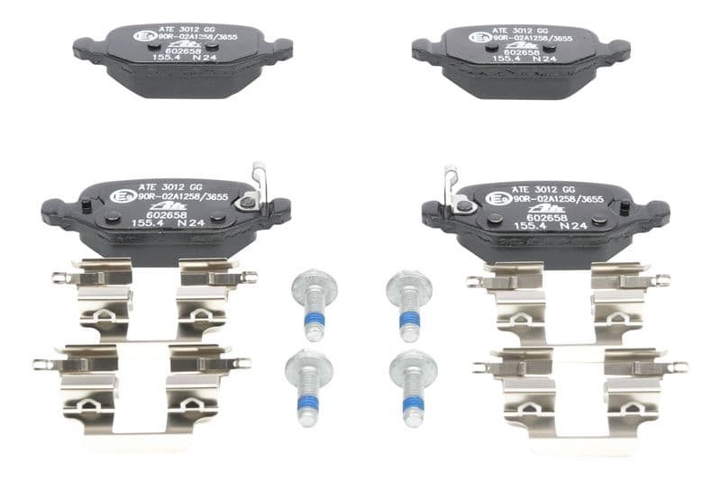 Remblokken set Achter (met extra's  met remklauw geleidingsbouten), past: FIAT 500, 500 C, 500L 0.9-1.6D 10.07-