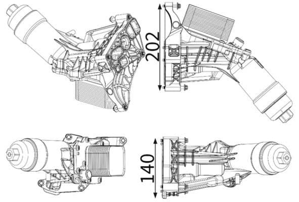 Olie radiator past: BMW 1 (F20), 1 (F21), 2 (F22, F87), 2 (F23), 3 (E90), 3 (E91), 3 (E92), 3 (E93), 3 (F30, F80), 3 (F31), 3 (G20, G80, G28), 3 (G21), 3 (G21, G81) 1.5-3.0D 12.04-