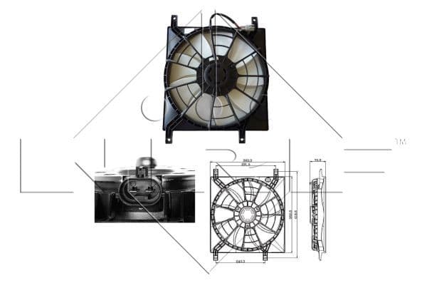 Radiatorventilator (met huisvesting) past: FIAT SEDICI  SUZUKI SWIFT IV, SX4 1.5/1.6 06.06-