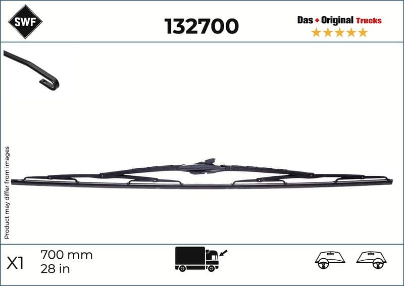 Wisserblad draaibaar Voor (1pcs) Truck 700mm past: SCANIA G II, L, P II, R II, S 09.16-