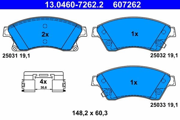 Remblokken set Voor (met extra's), past: CHEVROLET AVEO, CRUZE  OPEL ASTRA J, ASTRA J GTC 1.2-2.0D 05.09-