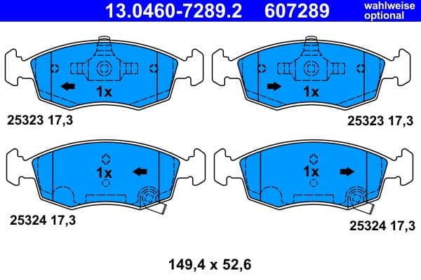 Remblokken set Voor , past: FIAT 500 C, PANDA  LANCIA YPSILON 0.9-1.3D 09.09-