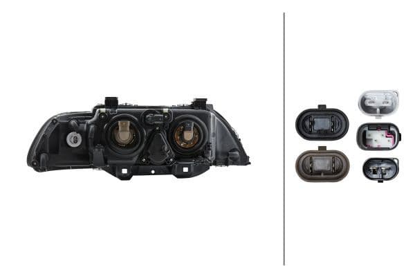 Koplamp Links (H21W/H7/H7, elektrisch, met motor, met gloeilamp) past: BMW 5 E39 11.95-06.03