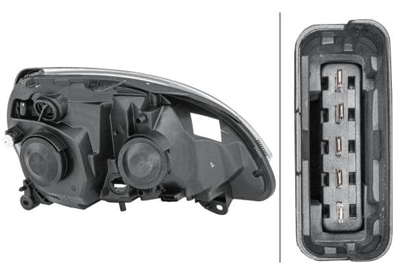 Koplamp Links (halogeen, H1/H7/PY21W/W5W, zonder motor, kleur invoegen: zwart, kleur indicator: transparant) past: RENAULT CLIO II, THALIA I -12.03