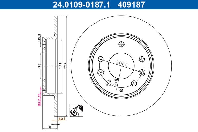 Brake disc Achter Links/Rechts past: MAZDA 3, CX-3, CX-30 1.5-2.5H 07.13-