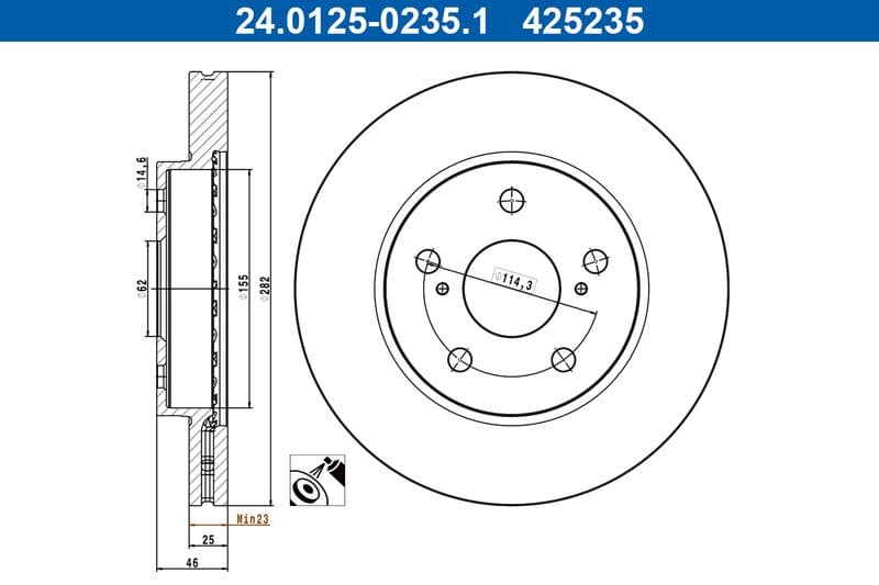 Brake disc Voor Links/Rechts past: SUZUKI SWACE  TOYOTA COROLLA, YARIS CROSS 1.2-1.8H 10.18-