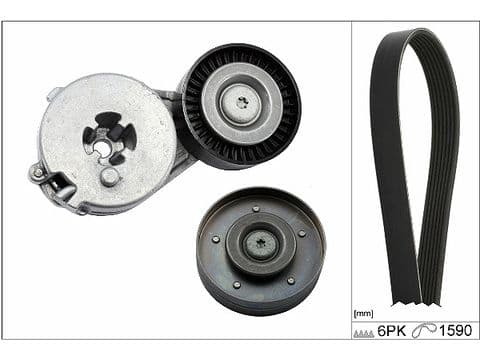 V-snaren set (met rollen) past: AUDI A4 ALLROAD B8, A4 B8, A5, Q5  SEAT EXEO, EXEO ST 1.8/2.0/2.0ALK 10.07-05.17