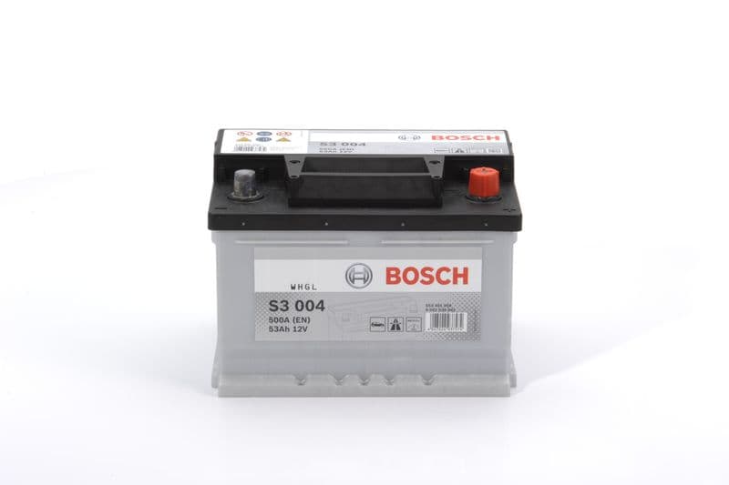 Batterij BOSCH 12V 53Ah/500A S3 (R+ standaard terminal) 242x175x175 B03 - montageflens 10,5 mm (beginnen)