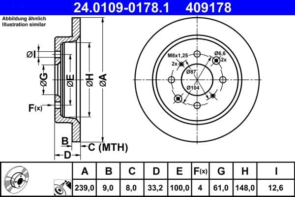 Brake disc Achter Links/Rechts past: HONDA CITY V, JAZZ, JAZZ III, JAZZ IV 1.2-1.5 10.07-