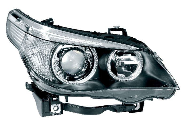 Koplamp Rechts (D2S/H7/PY21W, elektrisch, met motor, met gloeilamp, kleur indicator: transparant) past: BMW 5 E60, E61 07.03-02.07