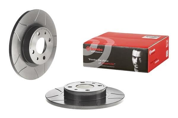 Brake disc, BREMBO Max, 1pcs, Cut, Voor   Links/Rechts, buitendiameter 257 mm, dikte 12 mm, past: ALFA ROMEO 145, 146  FIAT 500, 500 C, MAREA, PANDA, PUNTO, TEMPRA, TIPO 0.9-2.0D 05.89-