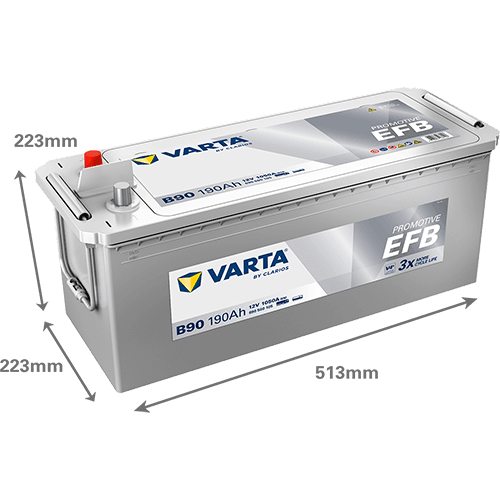 Batterij 12V 190Ah/1050A (EN) PROMOTIVE EFB (L+) 513x223x223 B00 - geen montageflens (Beginnen/EFB)