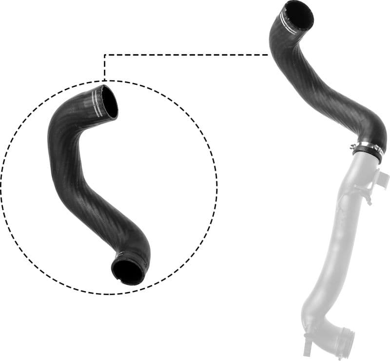 Intercooler slang Links (diameter 53/57,5mm, lengte 440mm, zwart) past: ALFA ROMEO 159 1.9D 09.05-11.11