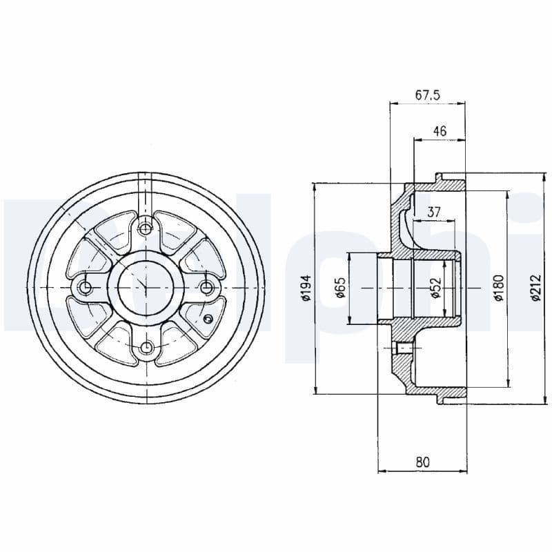 Brake drum Achter past: CITROEN AX, SAXO  PEUGEOT 106 I, 106 II, 206, 206+ 1.0-Electric 04.87-