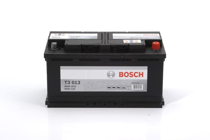 Batterij BOSCH 88Ah/680A T3 (R+ Standaard terminal) 353x175x190 B01 - montageflens 10,5 mm (Beginnen)