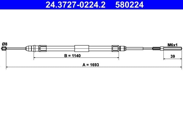 Handremkabel Achter Links (1693mm) past: BMW 3 (E46) 1.6-3.2 12.97-12.07