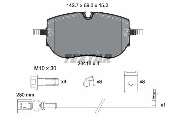 Remblokken set Voor ((EN) for electric vehicles  met remklauw geleidingsbouten), past: AUDI Q4 E-TRON  CUPRA BORN  SKODA ELROQ, ENYAQ IV  VW ID.3, ID.4, ID.5, ID.7 Electric 05.20-