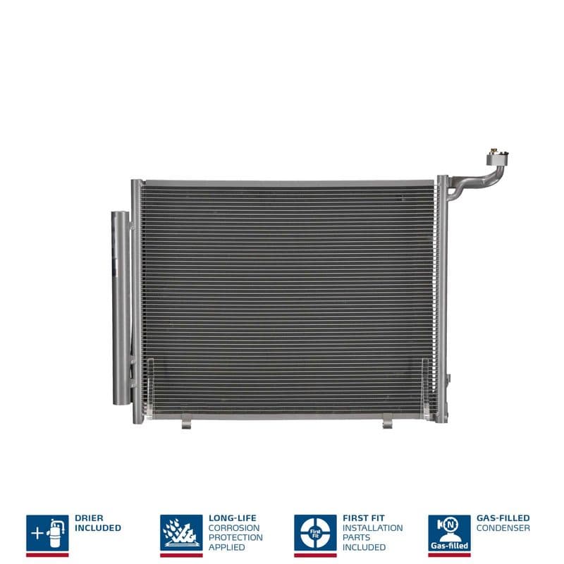 A/C condensator (met droger, (EN) additional fitting elements) past: FORD ECOSPORT, FIESTA VI, FIESTA VII, PUMA, TOURNEO COURIER B460, TRANSIT COURIER B460 1.0-1.6D 06.08-