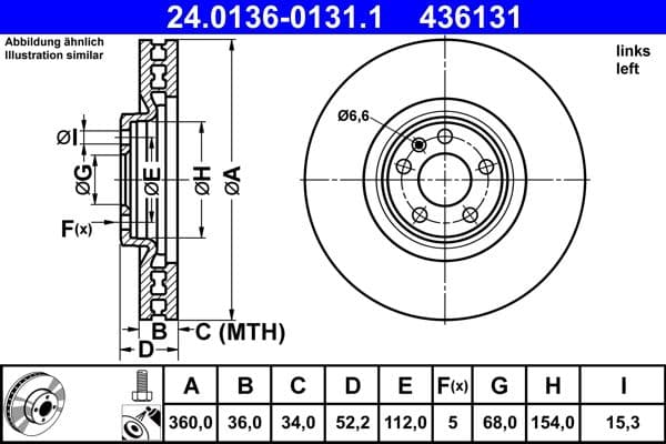 Brake disc Voor Links past: PORSCHE MACAN 2.0-3.6 02.14-